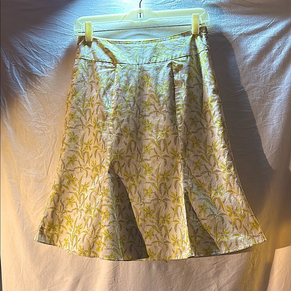 GAP Stretch Green Yellow  A-Line Knee-Length Lined Skirt
